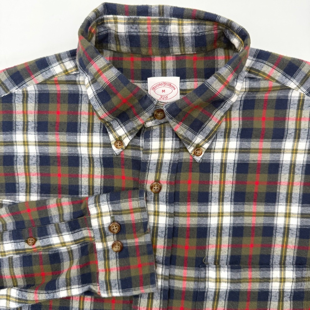 Brooks Brothers Button Down Men M Multicolor Original Polo Plaid Flannel Shirt